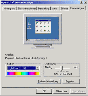 Eigenschaften von Anzeige - Einstellungen